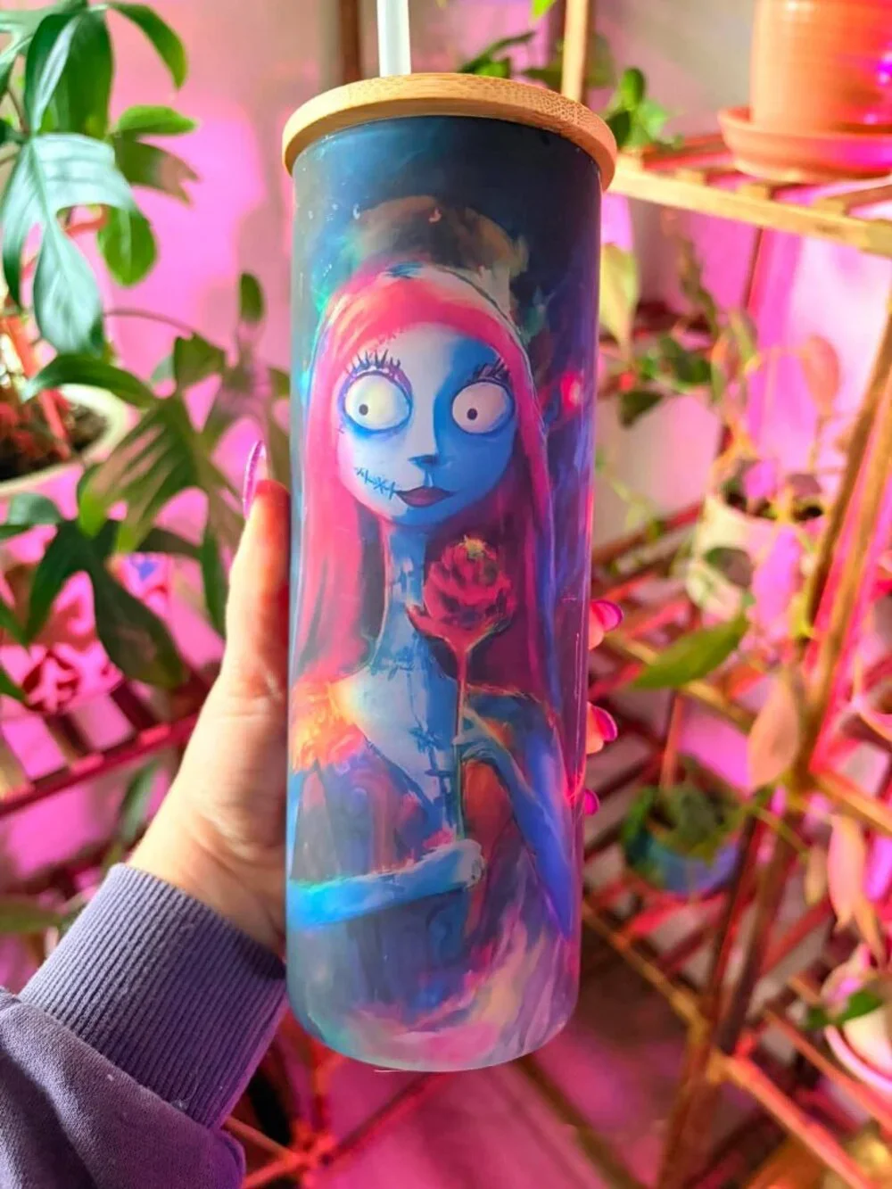Nightmare Before Christmas Inspired 20 oz Skinny Tumbler | Jack & Sally | Bamboo
